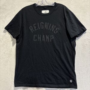 Reigning Champ Men's Large Black Short Sleeve Crew Neck T Shirt Graphic Tee